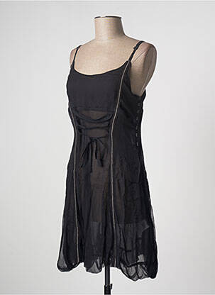 Robe courte coupe évasée fines bretelles noir MAIS IL EST OU LE SOLEIL femme