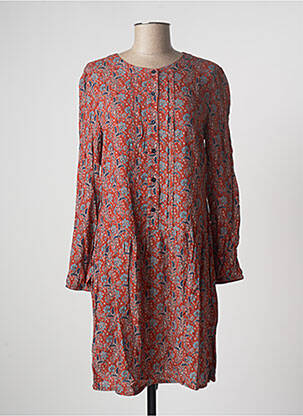 Robe mi-longue imprimé fleurs manches longues rouge SO SOON femme