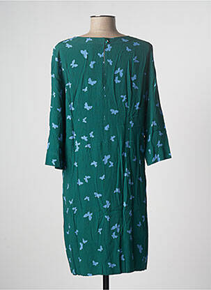 Robe mi-longue coupe fluide manches longues vert ZYGA femme