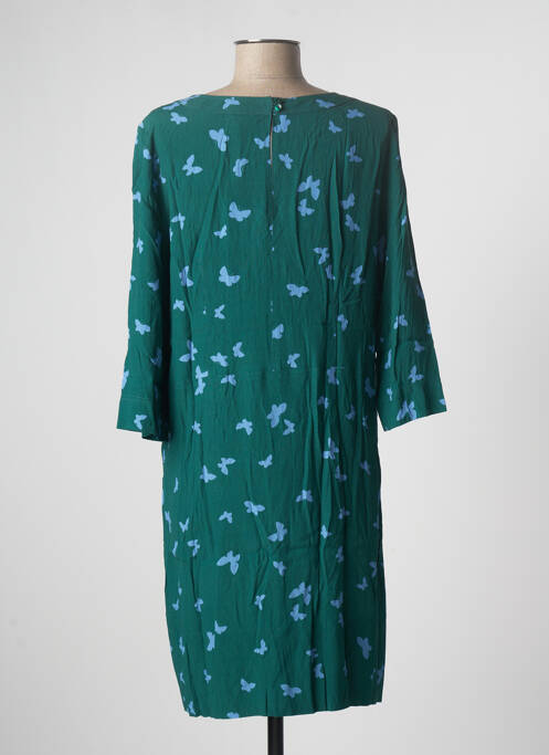 Robe mi-longue coupe fluide manches longues vert ZYGA femme