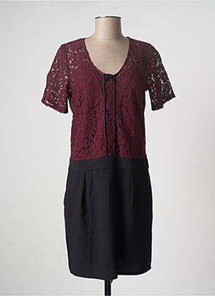 Robe mi-longue manches courtes manches courtes rouge EMA BLUE'S femme