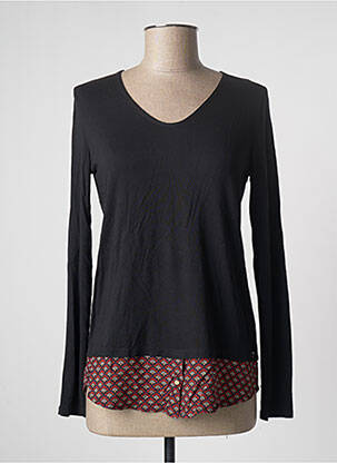 Top tissage jersey manches longues noir SO SOON femme