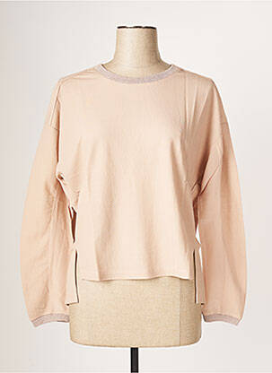 Top col rond manches longues beige AMS PURE femme