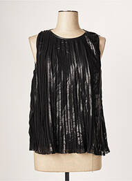 Top coupe fluide sans manche noir KOSMIKA femme