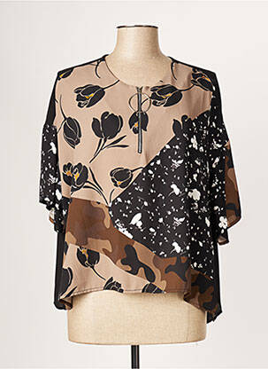 Blouse légère et transparente manches courtes beige POUSSIERE D'ETOLE femme