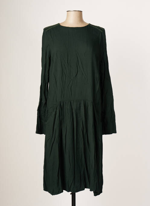 Robe mi-longue manches longues manches longues vert ZYGA femme
