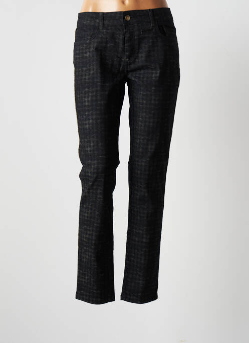 Pantalon chino broderie galons latéraux taille normale noir ET COMPAGNIE femme
