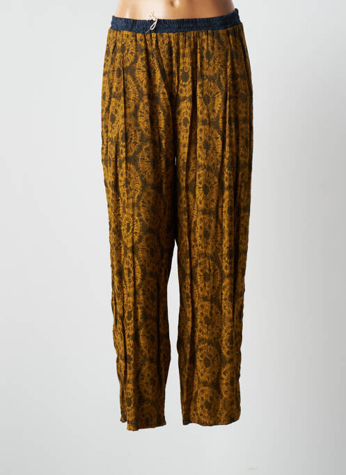 Pantalon large tissage crêpe taille normale jaune #OOTD femme