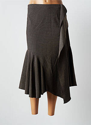 Jupe mi-longue stretch marron WOOXOOM femme