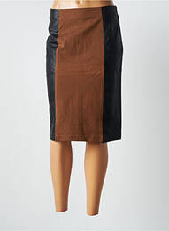 Jupe mi-longue stretch marron POUSSIERE D'ETOLE femme