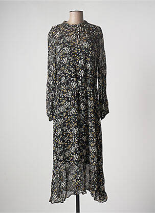 Robe longue imprimé fleurs manches longues noir SUMMUM femme