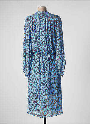 Robe mi-longue coupe fluide manches longues bleu SECOND FEMALE femme
