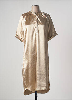 Robe mi-longue coupe fluide manches courtes beige RABENS SALONER femme
