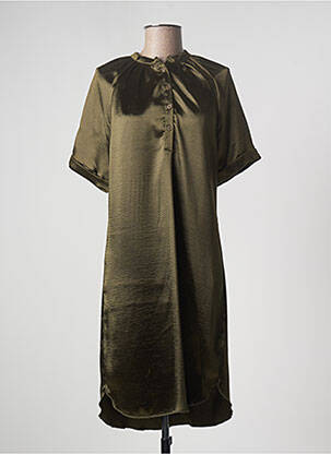Robe mi-longue coupe fluide manches courtes vert RABENS SALONER femme