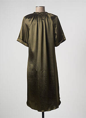 Robe mi-longue coupe fluide manches courtes vert RABENS SALONER femme