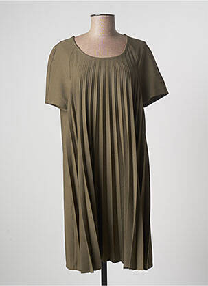 Robe mi-longue manches courtes manches courtes vert LAUREN VIDAL femme