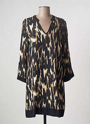 Robe mi-longue coupe fluide manches 3/4 noir LAUREN VIDAL femme