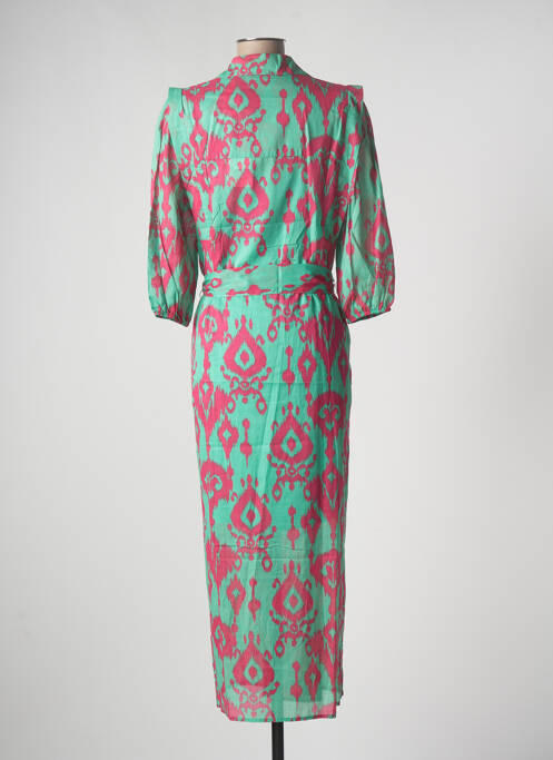 Robe longue imprimé fantaisie manches 3/4 vert BEAUMONT femme