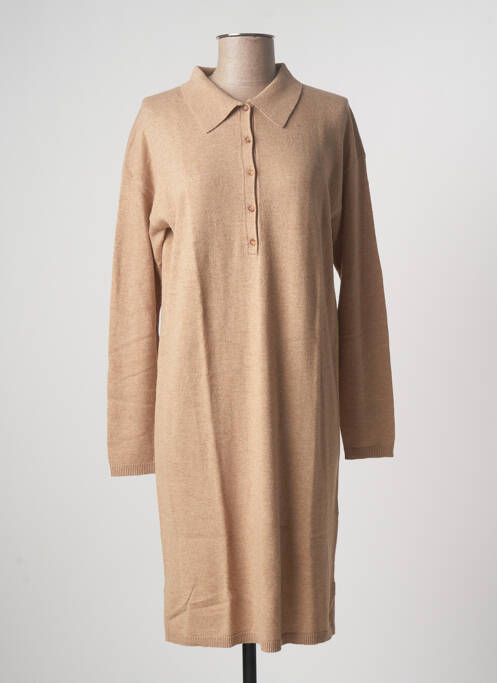 Robe mi-longue manches longues manches longues marron YERSE femme