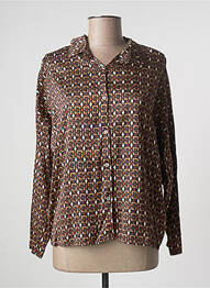 Chemisier imprimé fantaisie manches longues marron JEFF femme