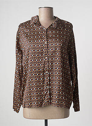 Chemisier imprimé fantaisie manches longues marron JEFF femme