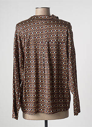 Chemisier imprimé fantaisie manches longues marron JEFF femme