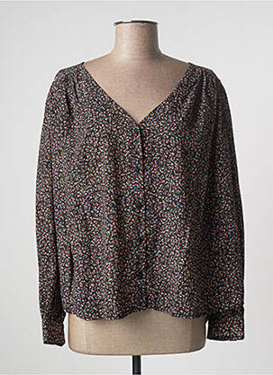 Chemisier tissage crêpe manches longues noir ARTLOVE femme
