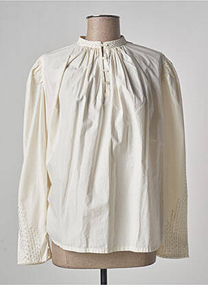 Blouse poignets boutonnés avec fente manches longues beige V.DE.VINSTER femme