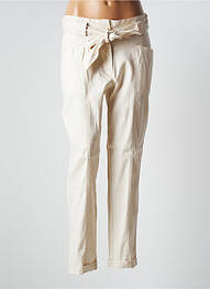 Pantalon slim taille élastique taille haute beige SUMMUM femme