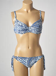 Maillot de bain 2 pièces fermeture clip haut soutien-gorge balconnet bleu GENIUS femme