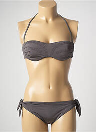 Maillot de bain 2 pièces stretch haut bandeau gris KEDUA femme