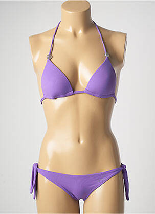 Maillot de bain 2 pièces stretch haut triangles violet GENIUS femme