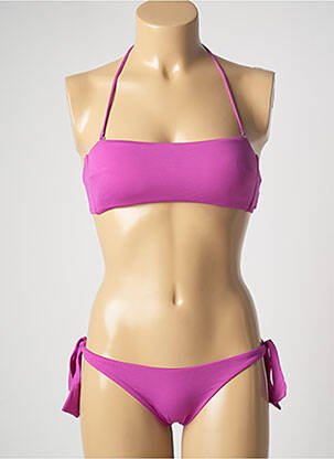 Maillot de bain 2 pièces stretch haut bandeau violet GENIUS femme