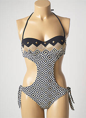 Maillot de bain 1 pièce bretelles élastiquées amovibles haut bandeau noir GENIUS femme