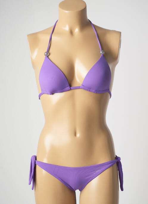 Maillot de bain 2 pièces stretch haut triangles violet GENIUS femme