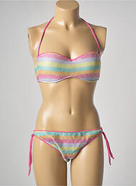 Maillot de bain 2 pièces stretch haut bandeau rose GENIUS femme