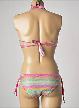 Maillot de bain 2 pièces stretch haut bandeau rose GENIUS femme