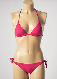 Maillot de bain 2 pièces stretch haut triangles rose GENIUS femme