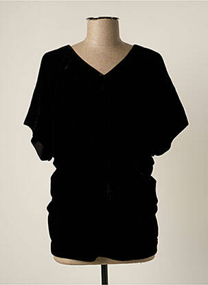 Blouse col v manches courtes noir MINE DE RIEN femme