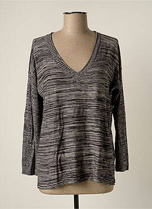 Pull tissage chiné manches longues gris MINE DE RIEN femme