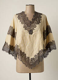 Top col v manches 3/4 beige BY SOPHIE femme