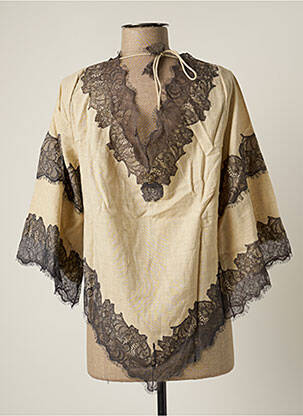 Top col v manches 3/4 beige BY SOPHIE femme