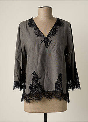 Blouse manches 3/4 manches 3/4 gris BY SOPHIE femme