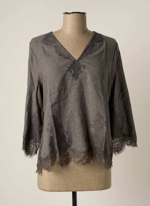 Blouse manches 3/4 manches 3/4 gris BY SOPHIE femme
