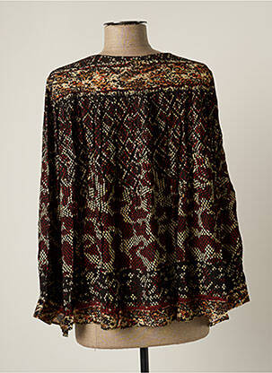 Blouse tissage popeline manches longues marron BY SOPHIE femme