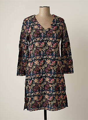 Robe mi-longue manches 3/4 manches 3/4 bleu BY SOPHIE femme