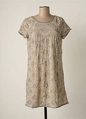 Robe courte manches courtes manches courtes beige BY SOPHIE femme