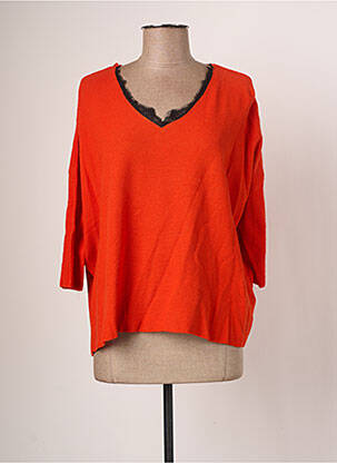 Pull col v manches 3/4 orange LIBERTO femme