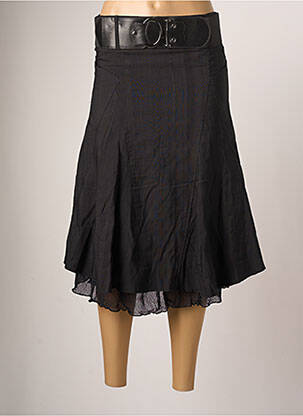 Jupe mi-longue coupe droite évasée sur le bas noir ARMAND THIERY femme