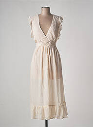 Robe mi-longue coupe fluide manches courtes rose CALIE femme